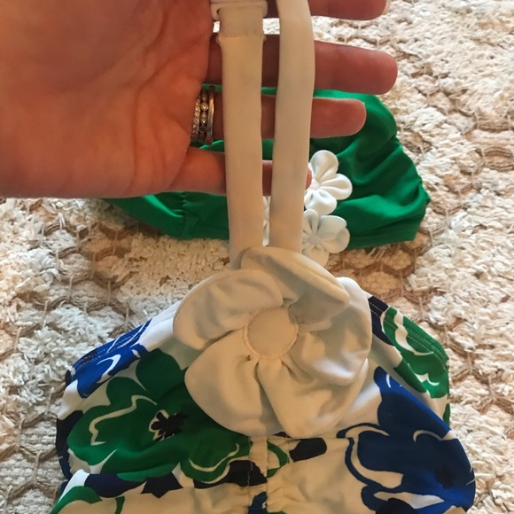 Janie and jack flower swimsuit swim cap green 24 - Picture 4 of 5